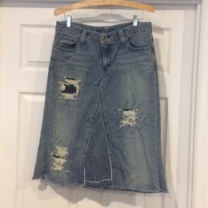 Denim Distressed Skirt